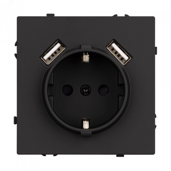 Механизм розетки с USB зарядкой SCT-NOBE-MUAA-SFPL-BK 230V, 16A, Чёрный, 1 пост
