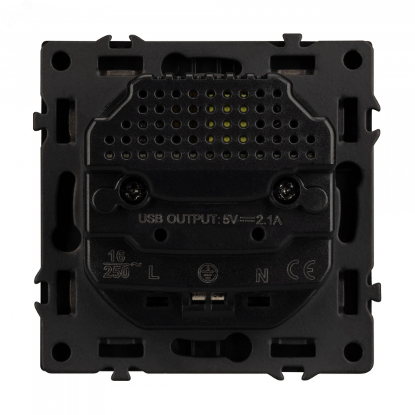 Механизм розетки с USB зарядкой SCT-NOBE-MUAA-SFPL-BK 230V, 16A, Чёрный, 1 пост