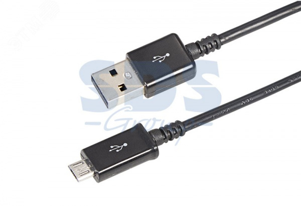 USB кабель micro USB, длинный штекер, 1м, черный, без индивидуальной упаковки,
