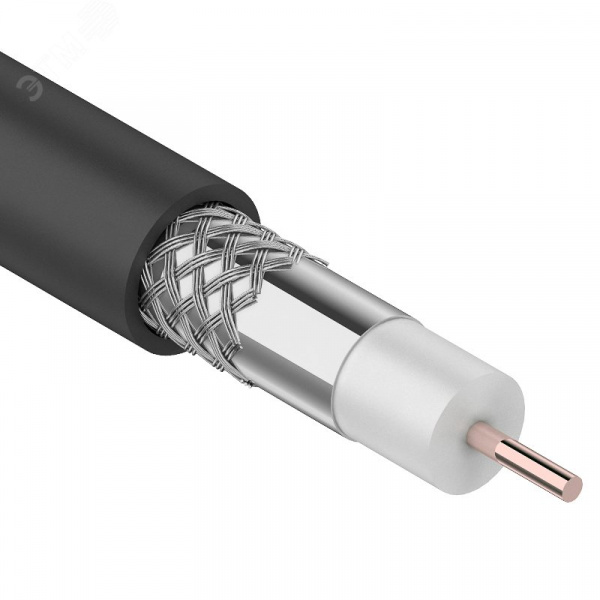 Кабель коаксиальный RG-6U, 75 Ом, CCS/Al/Al, 64%, бухта 305 м, черный OUTDOOR, REXANT