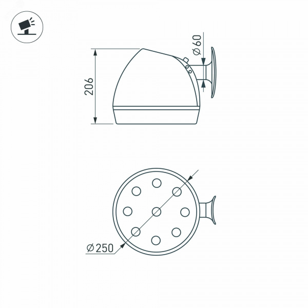 Светильник светодиодный OXOR-OZLUM-250x206-10W Day4000 (BK, 120 deg, 230 В) IP65 (ARL, IP65 Металл, 3 года)