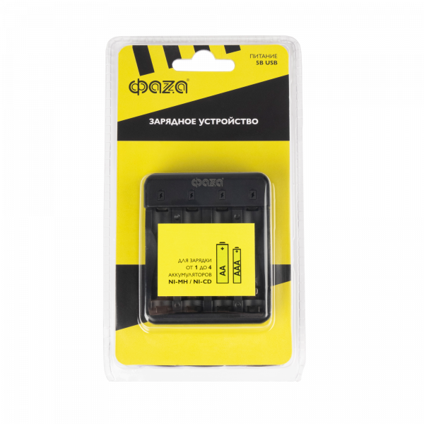 Зарядное устройство для аккумуляторов АА/ААА питание от USB с кабелем CND-4-03 ФАZА