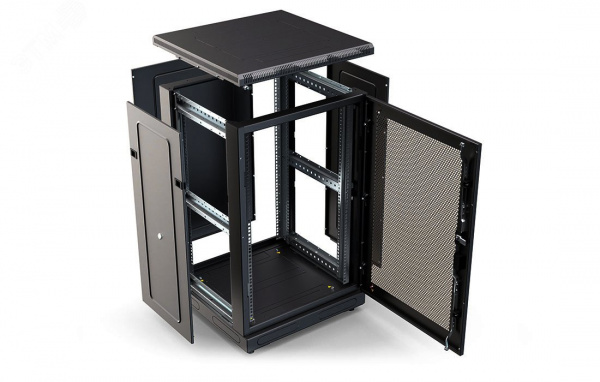 Шкаф телекоммуникационный напольный 18U 600x800 ШТ-НП-М-18U-600-800-П-Ч, передняя дверь перфорация, черный