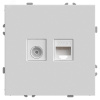 Розетка TV + компьютерная RJ-45 (механизм), серия Эмили, белый фарфор, soft touch