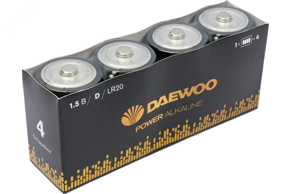 Элемент питания LR20 DAEWOO Power Alkaline, упаковка 4 шт.
