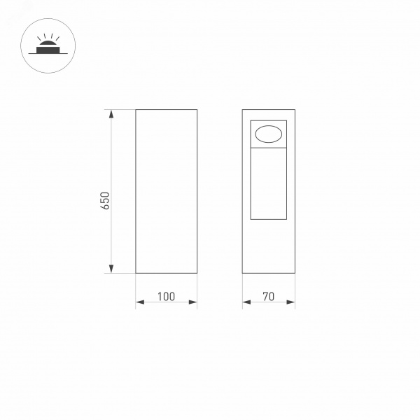 Светильник LGD-MARK-BOLL-H650-7W Warm3000 (GR, 60 deg, 230 В) (ARL, IP54 Металл, 3 года)