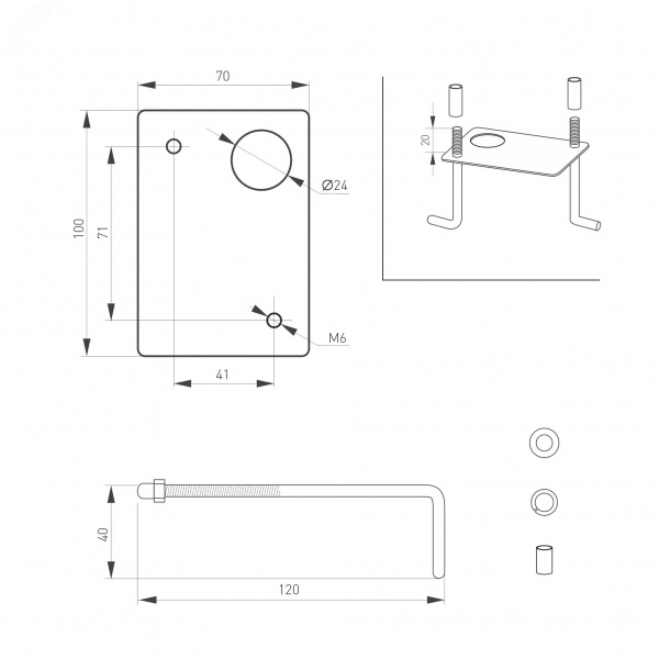 Светильник LGD-MARK-BOLL-H650-7W Warm3000 (GR, 60 deg, 230 В) (ARL, IP54 Металл, 3 года)