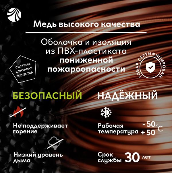 Кабель силовой ВВГнг(А)-LS 2х2.5пл-0.66