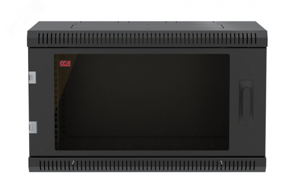 Шкаф телекоммуникационный настенный разборный черный 6U 600x650 ШТ-НСр-6U-600-650-С-Ч дверь стекло