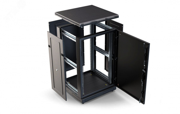 Шкаф телекоммуникационный напольный 18U 600x1000 ШТ-НП-М-18U-600-1000-М-Ч, передняя дверь металл, черный