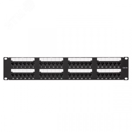 Патч-панель TERACOM PRO 19'Cat.5E 2U неэкранированная UTP 48 портов RJ-45 Dual IDC