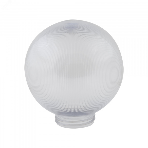 Рассеиватель UFP-P200A CLEAR призматический (с насечками) в форме шара для садово-парковых светильников. Диаметр - 200мм. Тип соединения с крепежным элементом - резьбовой. САН-пластик, прозрачный. Упаковка - 4 шт. в групповой картонной коробке