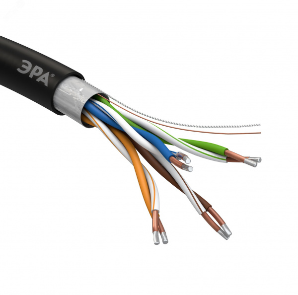 Кабель витая пара F/UTP 4x2x24AWG Cat5e CCA PE наруж. 305м ЭРА SIMPLE FL-4-PE-A