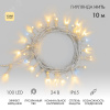 Гирлянда светодиодная Нить 10 м, 100 LED, теплый белый, прозрачный ПВХ, IP65, эффект мерцания 24 В, соединяется нужен трансформатор