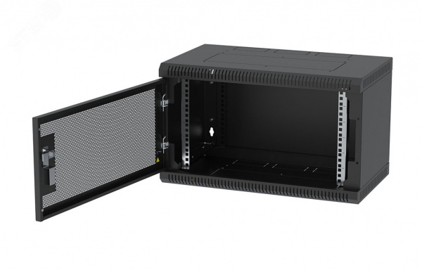 Шкаф телекоммуникационный настенный разборный черный 6U 600x350 ШТ-НСр-6U-600-350-П-Ч дверь перфорированная