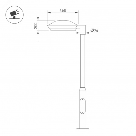Светильник светодиодный OXOR-ORNE-G1-460x200-50W Day4000 (BK, 120 deg, 230 В) IP65 (ARL, IP20 Алюминий, 5 лет)