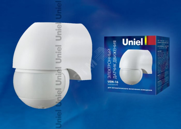 Датчик движения USN-16-180R-1200W-3LUX-12M-0,6-1,5м/s-WH