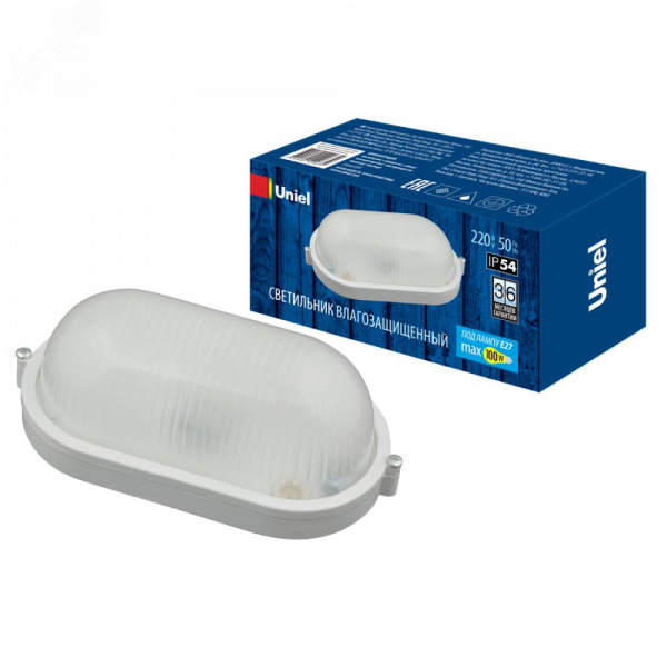 Светильник влагозащищенный под лампу Е27 UWL-O01 100W/E27 IP54 WHITE Овал