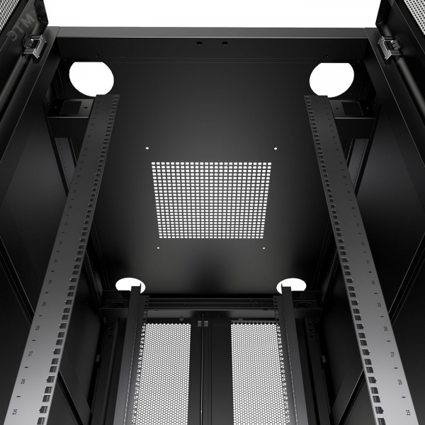 Шкаф серверный телекоммуникационный 19' напольный 42U 800x1200mm передняя и задняя двойные          перфорированные двери, ручки с замком, цвет черный(RAL 9004)
