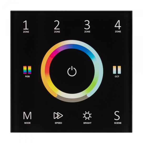 Панель Sens SMART-P67-MULTI Black 230V, 4 зоны, 2.4G ARL, IP20 пластик, 5 лет