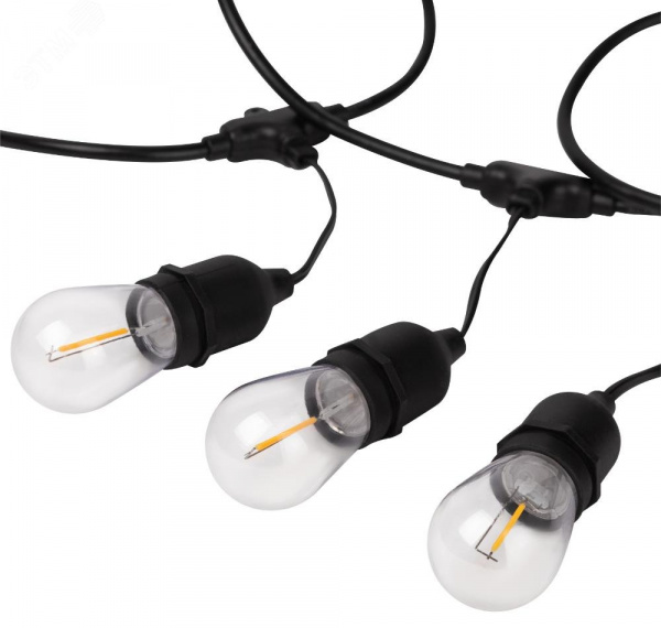 Гирлянда нить Филамент, 4,5 м, длина провода 60 см, 10 LED, теплый белый, E27, каучук, 220В, IP44 ERABL-FIL1