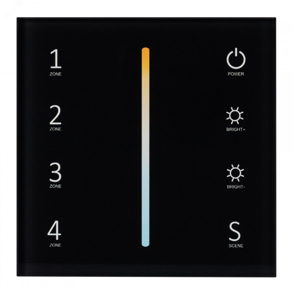 Панель Sens SMART-P43-MIX Black 230V, 4 зоны, 2.4G ARL, IP20 пластик, 5 лет