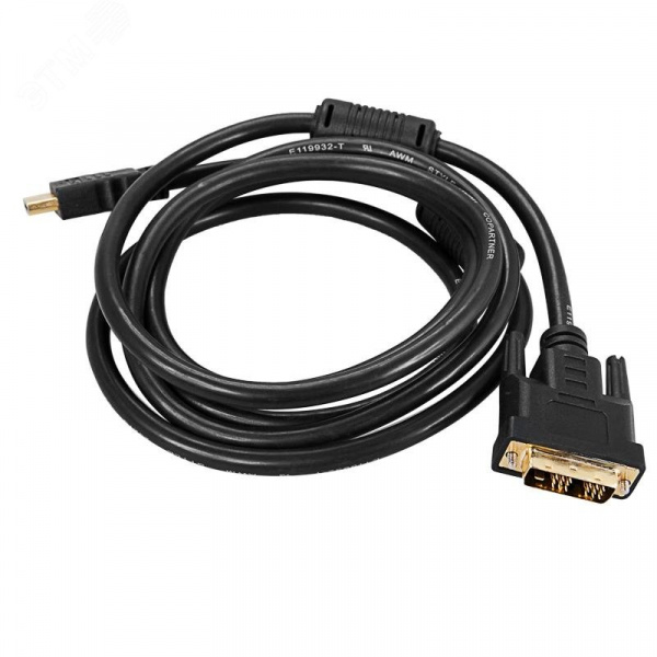 Кабель HDMI - DVI-D с фильтрами, 2 м., черный GOLD