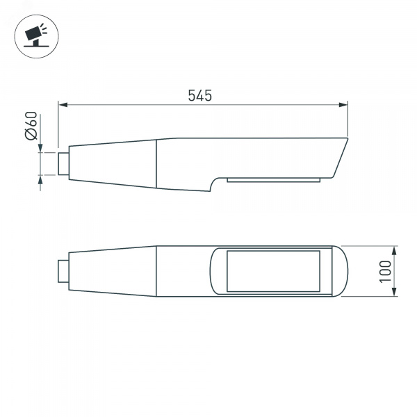 Светильник светодиодный OXOR-NOXT(with bracket)-545x100-35W Day4000 (BK, 120 deg, 230 В) IP65 (ARL, IP65 Металл, 3 года)