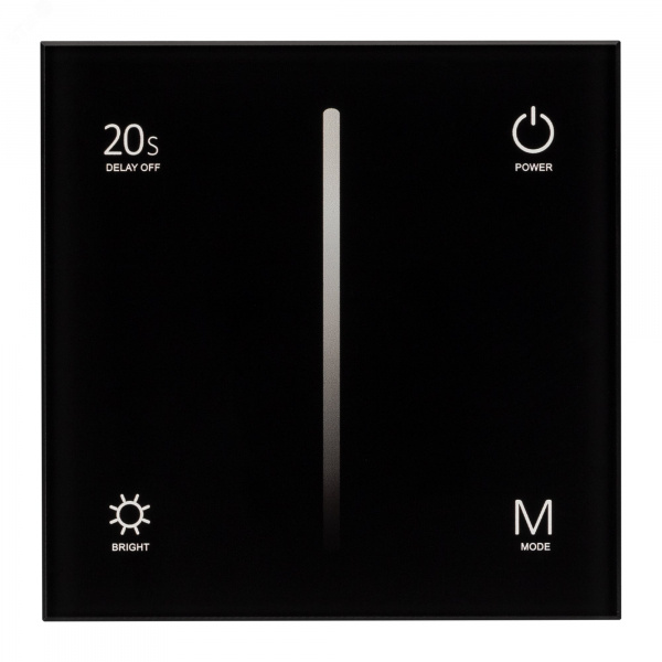 Панель SMART-P6-DIM-G-IN Black 12-24V, 4x3A, Sens, 2.4G IP20 пластик, 5 лет