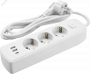 Удлинитель бытовой OPE-USB-03-300-ESC-3x1 с заземлением с выключателем 3 розетки 3м ПВС 3х1 2500Вт 2USB-A+USB-C, 2,4А