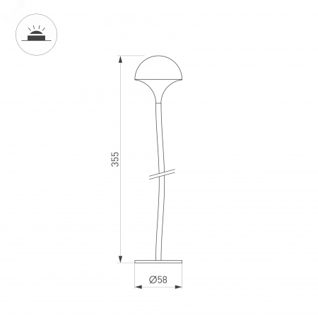 Светильник KT-MUCENA-BOLL-A-H350-1W Warm3000 (WH, 85 deg, 24V) (ARL, IP65 Металл, 3 года)