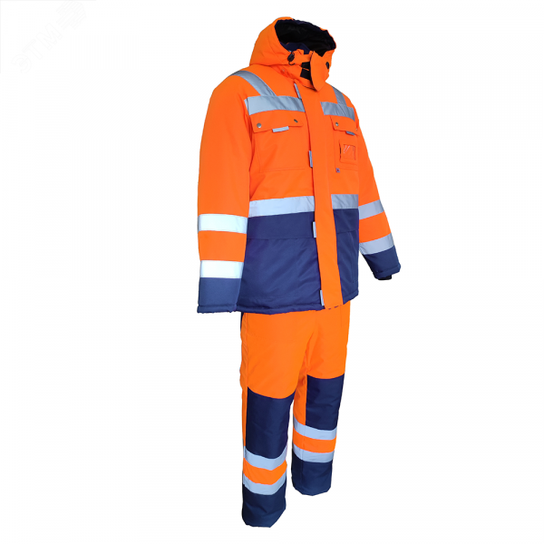 Костюм утеплённый мужской НОРДИК куртка, полукомбинезон цв. оранжевый, т.синий 56-58 112-116/170-176