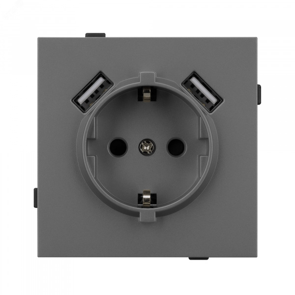 Механизм розетки с USB зарядкой SCT-TENDO-MUAA-SFPL-GR 230V, 16A, Серый, 1 пост