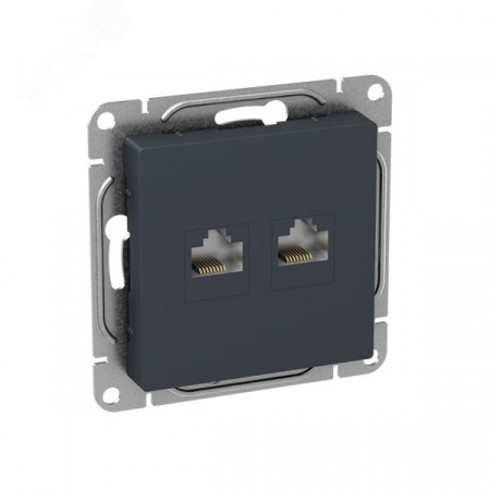 Механизм розетки RJ45 - 2шт  (cat5)  графит Эпика EKF