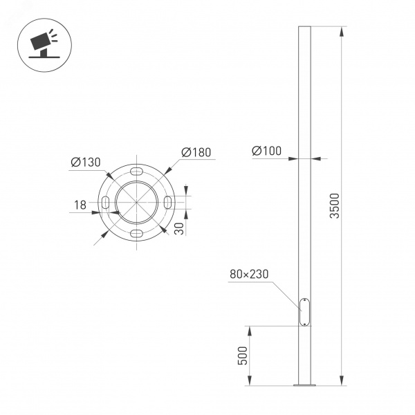 Опора освещения фланцевая OXOR-OK1-D100-L3500 BK ARL, алюминий