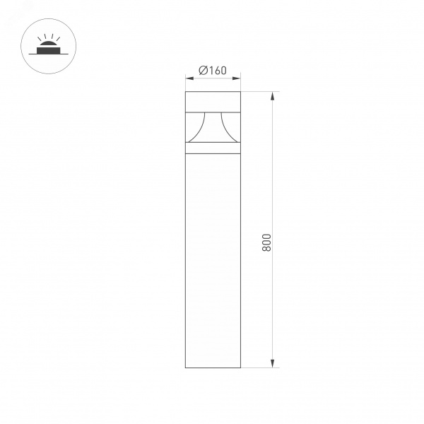 Светильник LGD-LANDMARK-BOLL-H800-20W Warm3500-MIX (GR, 300 deg, 230 В) (IP65 Металл, 5 лет)