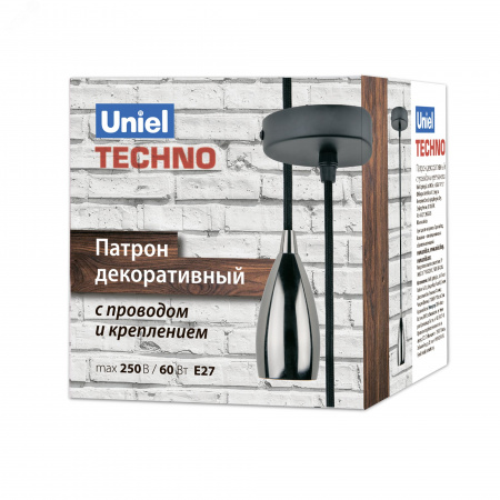 Патрон декоративный DLC-T-S32/E27 TS/1M/BL PEARL BLACK Techno с проводом (1м) и креплением Материал алюминий Цвет черный жемчуг