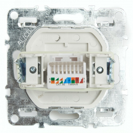 Розетка компьютерная одноместная (механизм) RJ-45 серия Эрна черный STEKKER