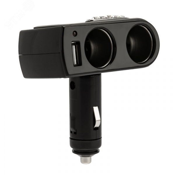Разветвитель автоприкуривателя 2 гнезда 1хUSB (5 V 1000 mA),