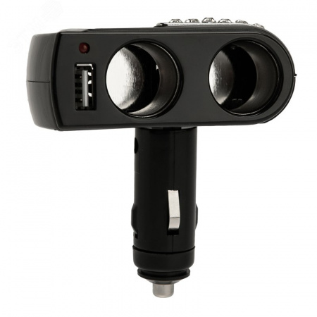 Разветвитель автоприкуривателя 2 гнезда 1хUSB (5 V 1000 mA),