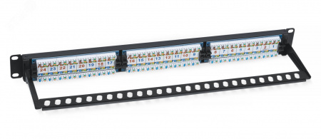 Патч-панель 19' (1U). 24 порта RJ-45. категория 6.Dual IDC. с задним кабельным организатором