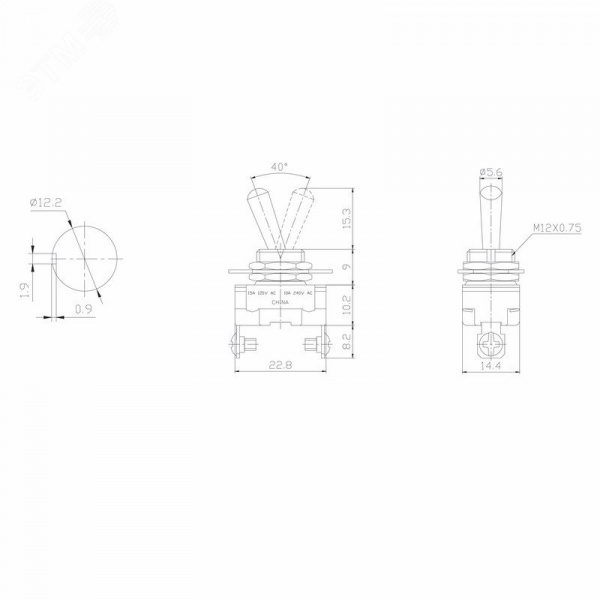 Тумблер 220V 10А (2c) ON-OFF однополюсный Mini