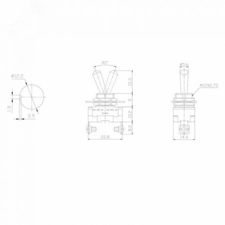 Тумблер 220V 10А (2c) ON-OFF однополюсный Mini