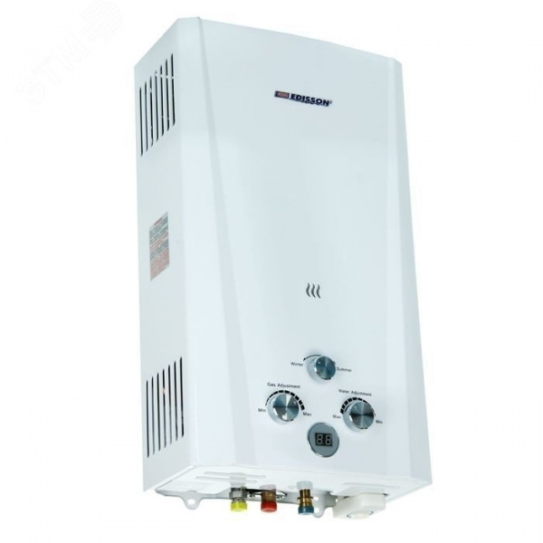 Водонагреватель газовый Edisson Flame F 20 D 10 л/мин с электророзжигом, душ.насадка