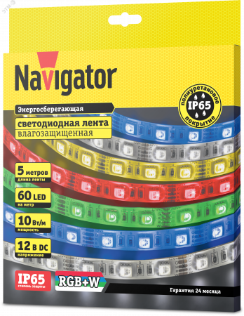 Лента светодиодная 10Вт/м 12В RGB IP65 60LED/м NLS-5050 5м
