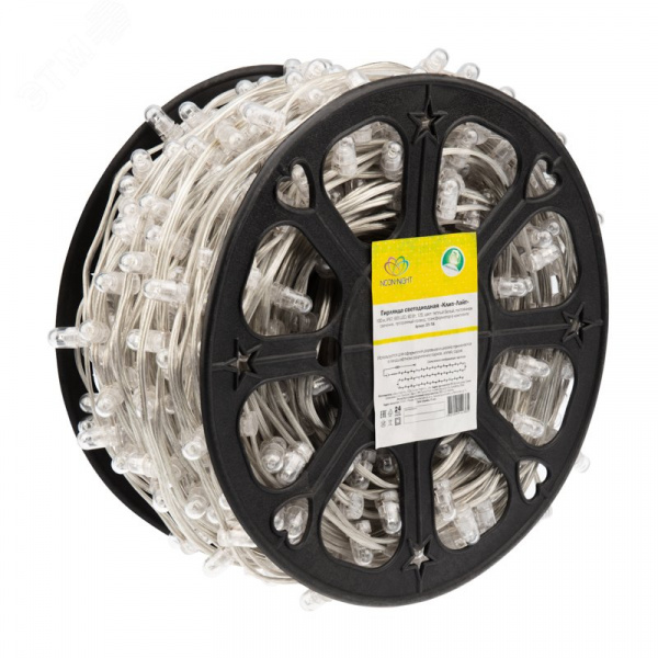Гирлянда LED клип-лайт 12 V, прозрачный ПВХ, 150 мм, диодов тёплый белый, Flashing белый