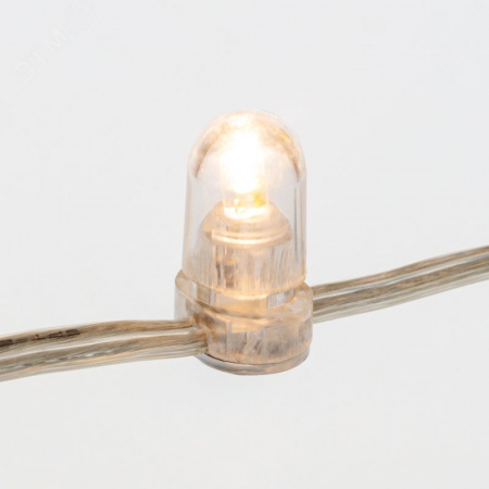 Гирлянда LED клип-лайт 12 V, прозрачный ПВХ, 150 мм, диодов тёплый белый, Flashing белый