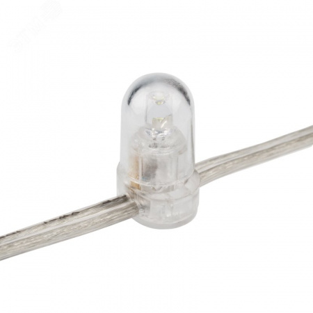 Гирлянда LED клип-лайт 12 V, прозрачный ПВХ, 150 мм, диодов тёплый белый, Flashing белый