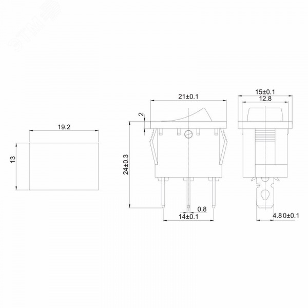 Выключатель клавишный 12V 15А (3с) ON-OFF красный с подсветкой Mini