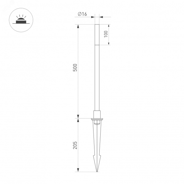 Светильник KT-CANNA-L500-1W Warm3000 (DG, 110 deg, 24V) (IP65 металл, 3 года)